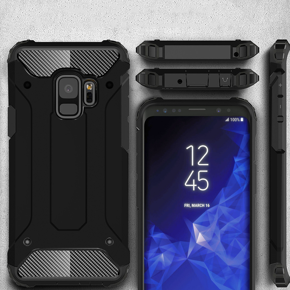 Military Defender Tough Shockproof Case for Samsung Galaxy S9 - Black
